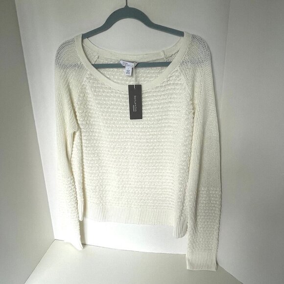 Nordstrom Signature Linen Knit Sweater Womens Large Ivory Boat Neck Long Sleeve - Picture 5 of 12